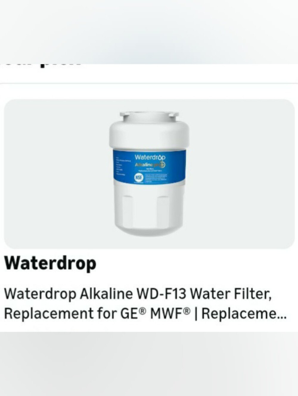 Waterdrop Alkaline WD-F13 White Replacement Water Filter for GE MWF Pack Of 3